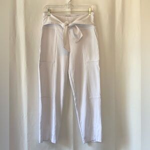 Joie White Coastal Grandma Pull On Wide Leg Jersey Cargo Pants Small Beachy Chic